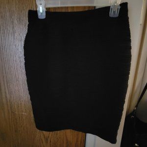 Jet Black Stretchy Knee Length Skirt